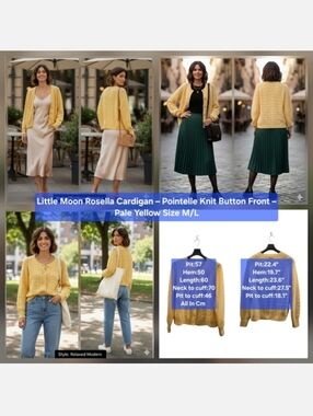 ​Little Moon Rosella Cardigan – Pointelle Knit Button Front Size M/L